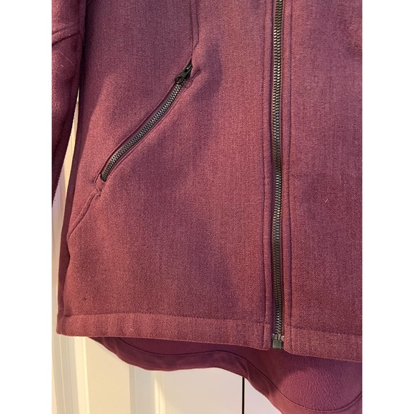 The North Face Burgundy Fleece Jacket Long Women's Hooded Full Zip Small - Picture 6 of 10
